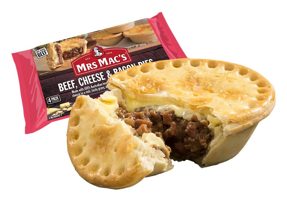 Pies, Beef, Cheese & Bacon 12x175gm Mrs Mac’s (H)