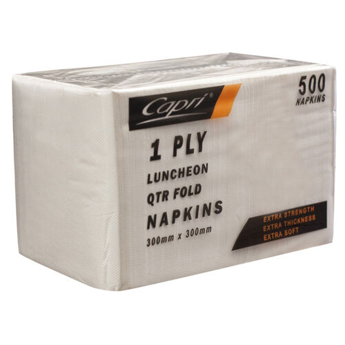 Napkins, 1 Ply Lunch Premium White (500) Capri
