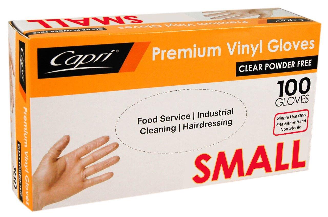 Capri Premium Vinyl Gloves Small Powder Free