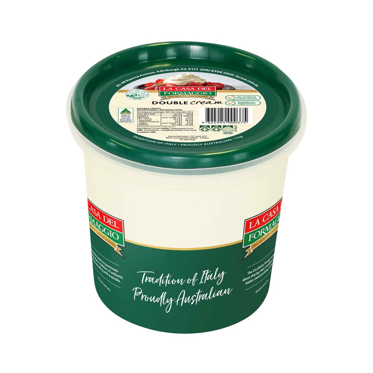 Cream, Double 1Kg La Casa Del Formaggio (GF)