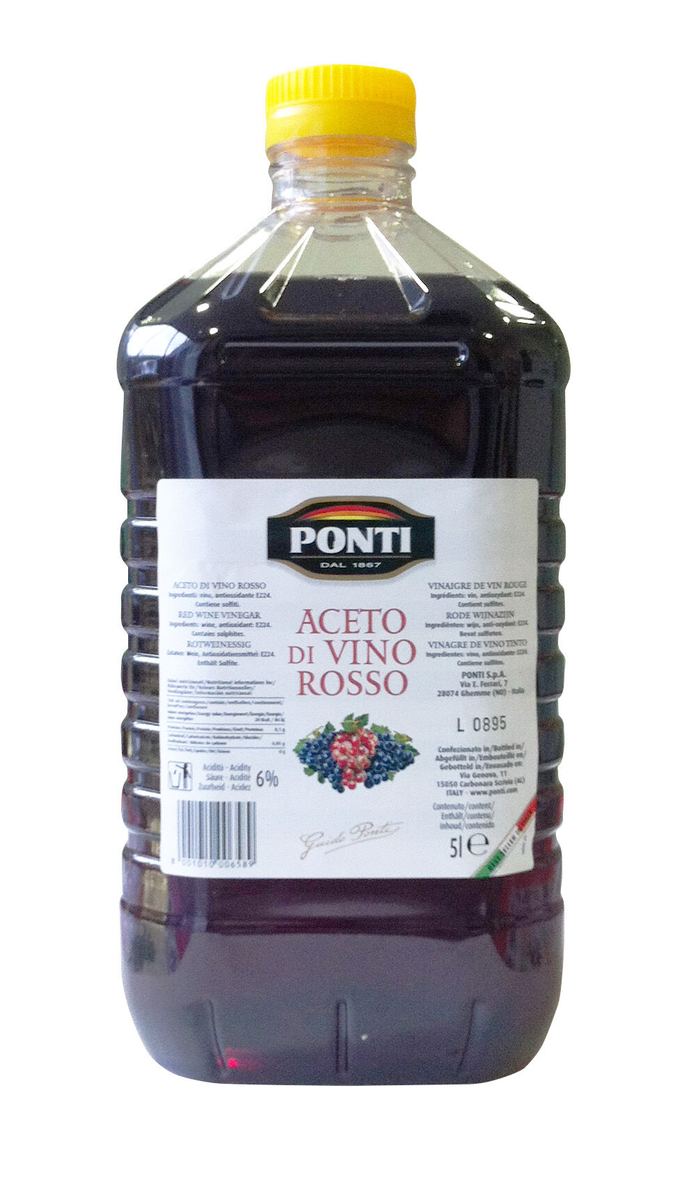 Vinegar, RED Wine 5lt Ponti (VG) (GF) (H)