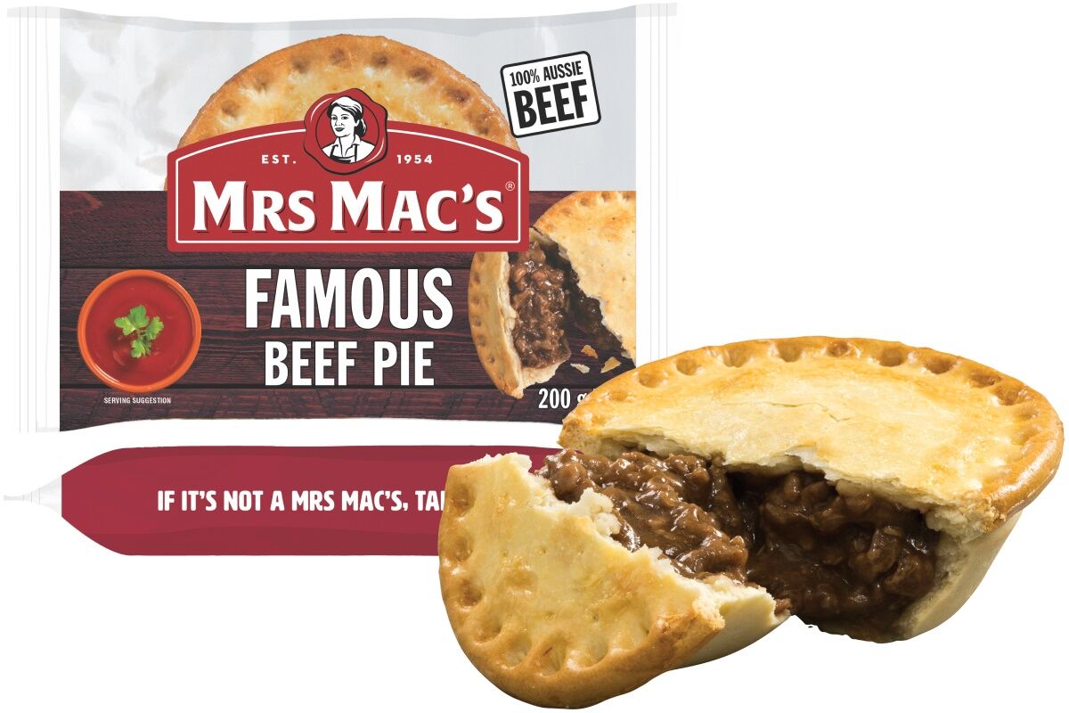 Pies, Traditional (Famous) Beef 24x175gm Mrs Mac’s (H)