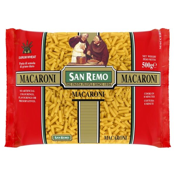 Pasta, Macaroni #38 500gr San Remo (VG) (H)
