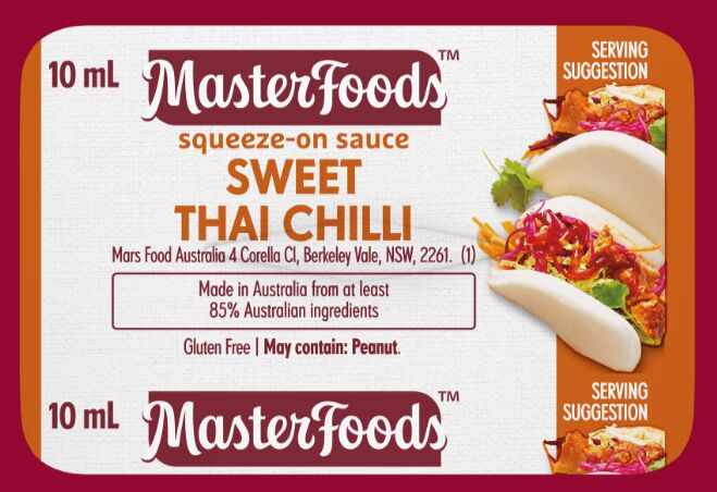Sauce, Chilli Sweet Thai Squeeze On Portion Control (100x10ml) Masterfoods