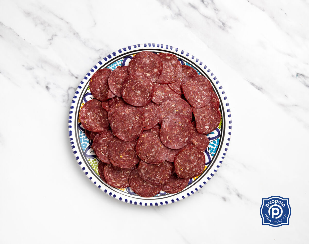 Salami, Sliced Hot Halal 2.5kg Puopolo (GF) (H)