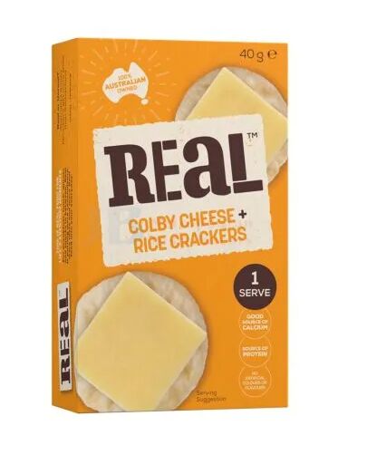 Cheese, Colby and Rice Crackers 8x40gm Real Dairy
