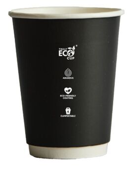 Cups, Coffee 12oz Double Wall BLACK (25) Truly Eco