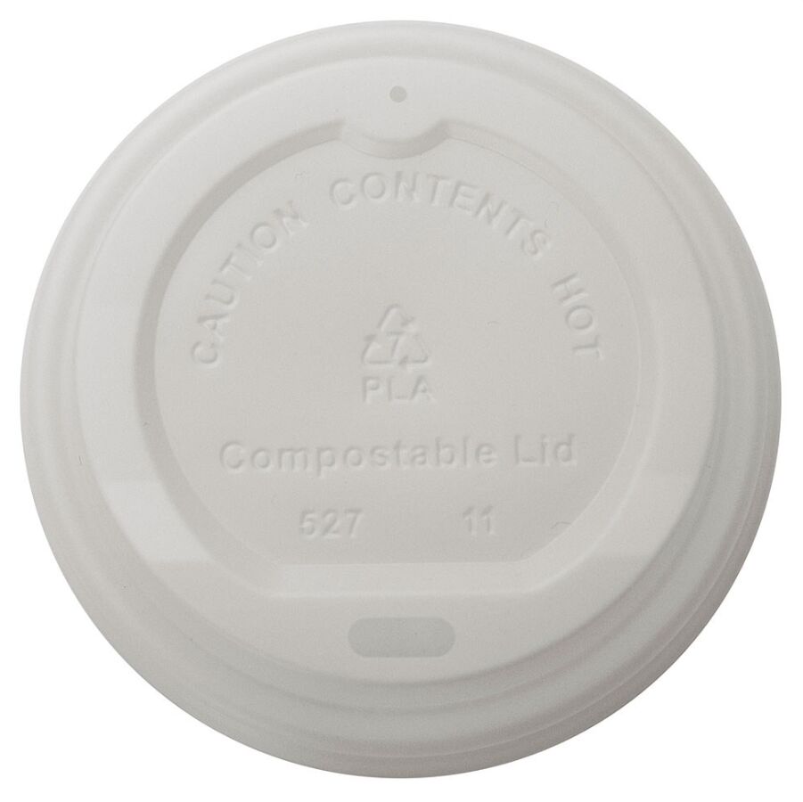 Lids, PLA Compostable Coffee for 80mm Cup WHITE (50) Envirochoice