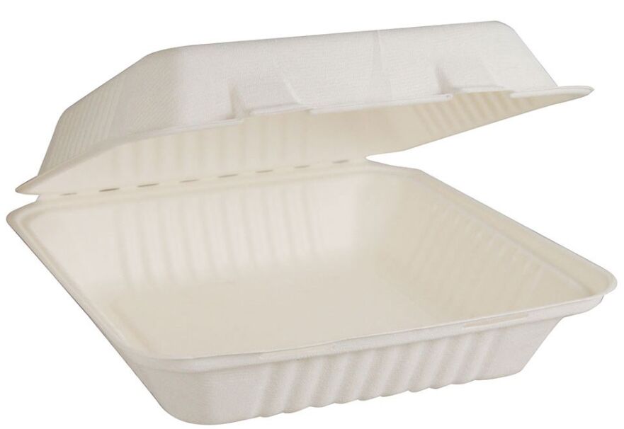 Box**Clamshell (EC-BX053) Dinner Natural Fibre White Large (200)
