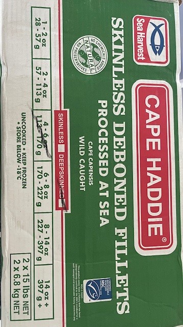 Hake, 4-6 Cape Haddie Skinless Shatterpack S/L 2×6.8Kg