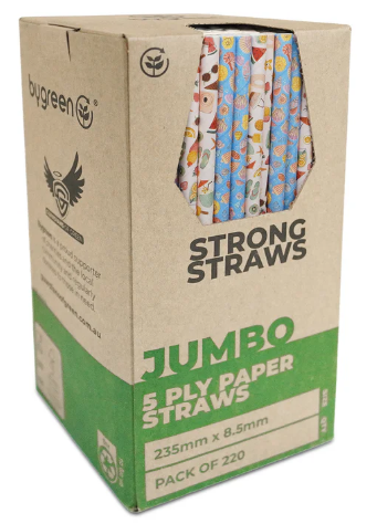 Bygreen Paper Straws 5 Ply Jumbo Mixed Patterns