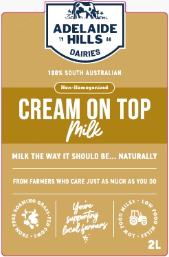 Milk, Non-Homogenised 2L Fresh (132) Adelaide Hills (GF)