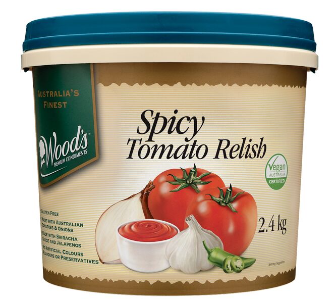 Relish**Spicy Tomato 2×2.4kg WOODS (VG) (GF) (H)