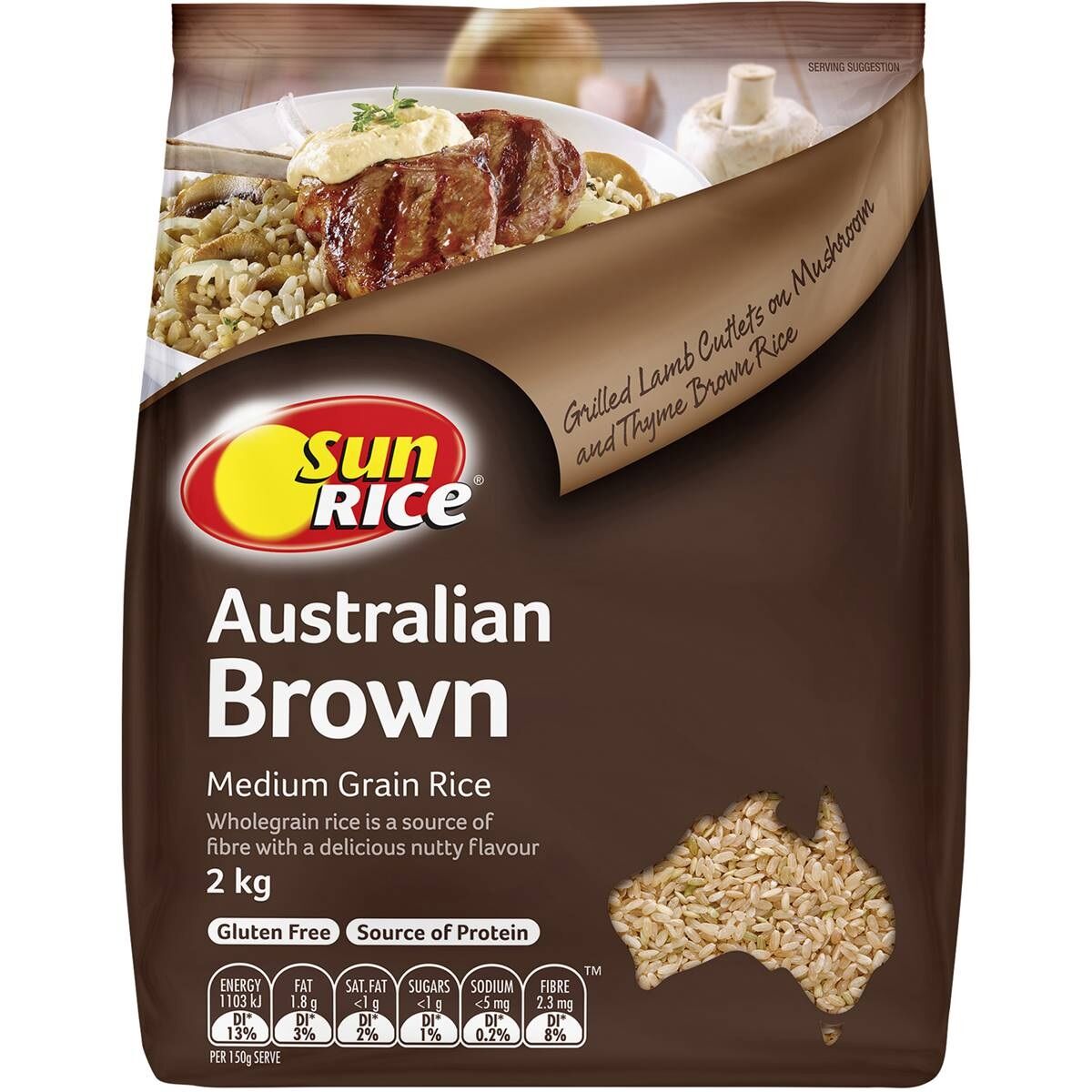 Rice, Brown Medium 2Kg Sunrice