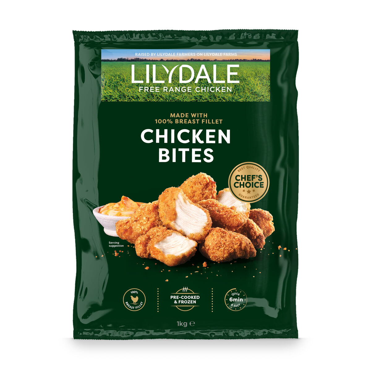 Chicken, Free Range Bites, Lilydale 6x1kg CTN
