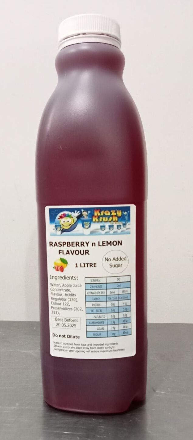 Granita, Raspberry & Lemon Flavour 1L Krazy Krush
