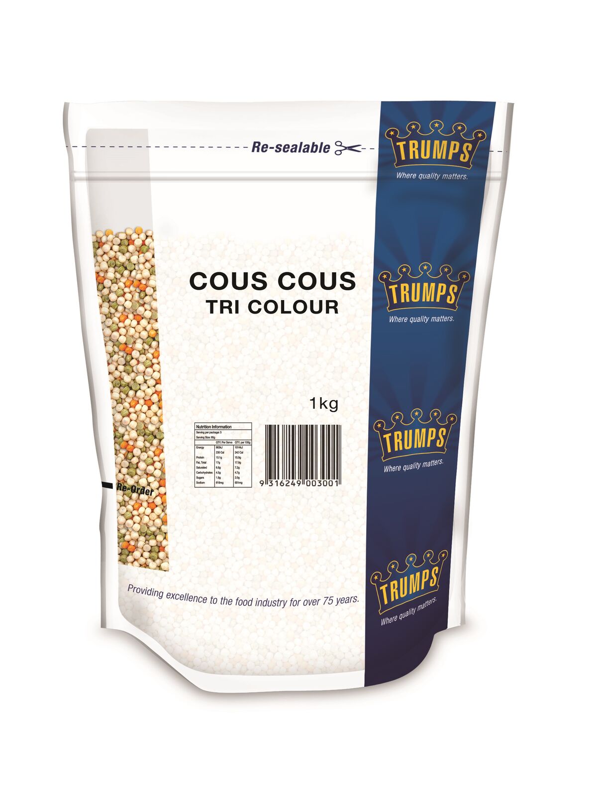 Cous Cous, Large Pearl Tri Colour 1kg Trumps (H) (VG)