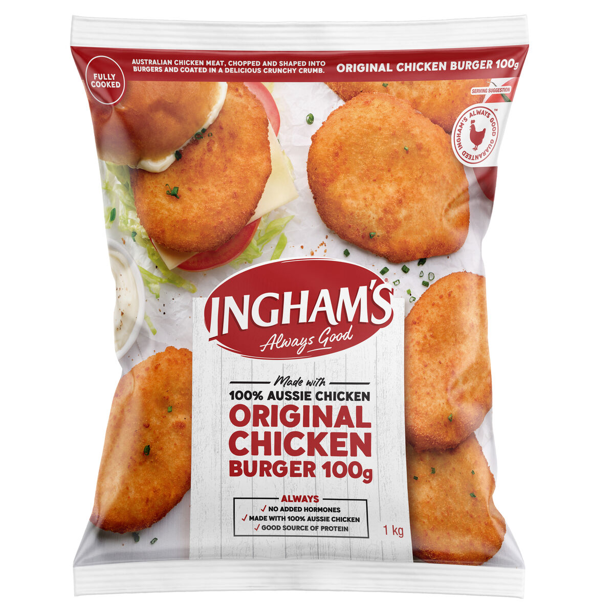 Chicken, Breast Burger 1Kg Inghams (H)