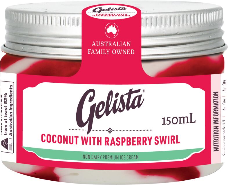 Gelato, Raspberry & Coconut Swirl 12x150ml Gelista (GF)