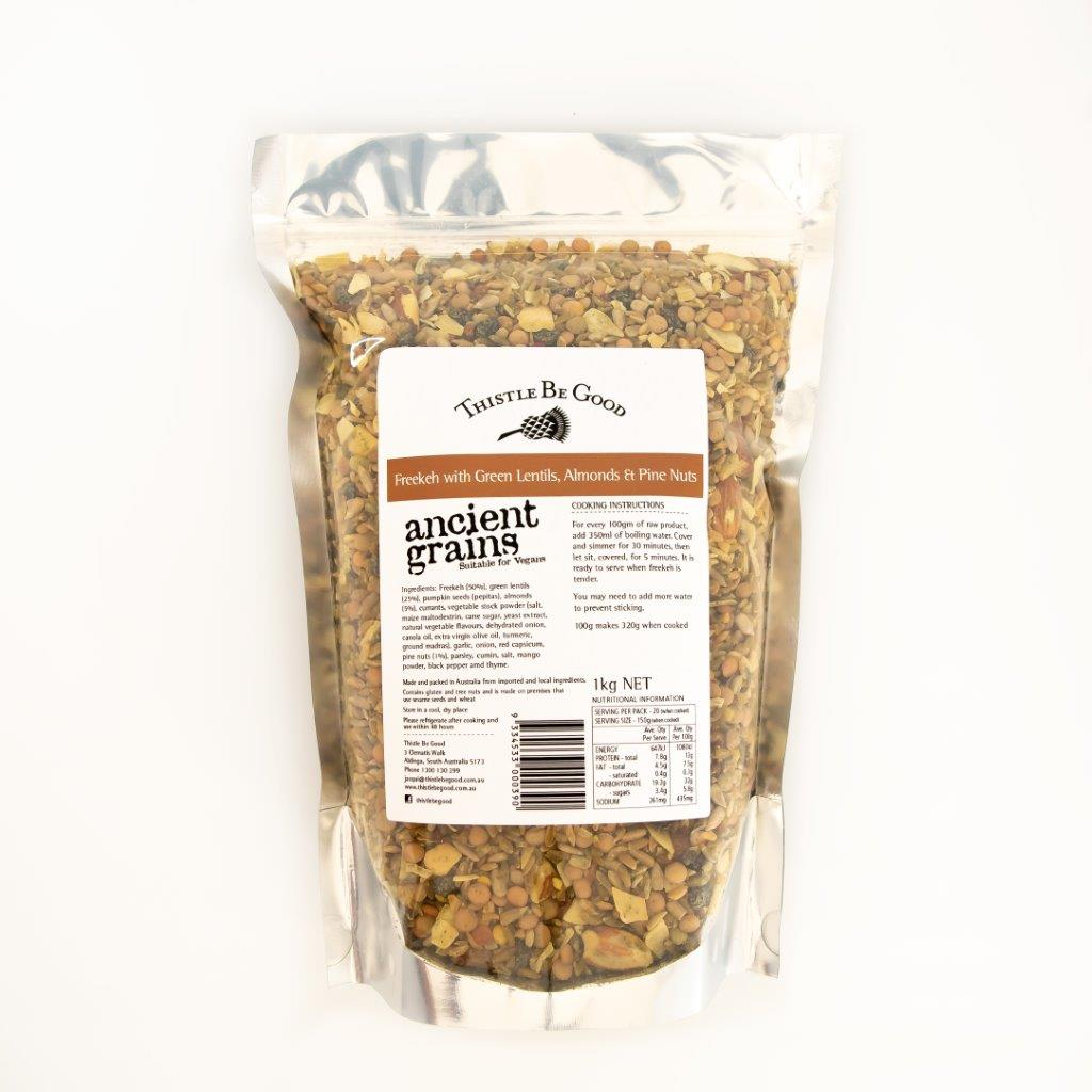 Ancient Grains**Freekeh, Green Lentil, Almond & Pine Nut 6x1Kg CTN Thistle Be Good (VG)