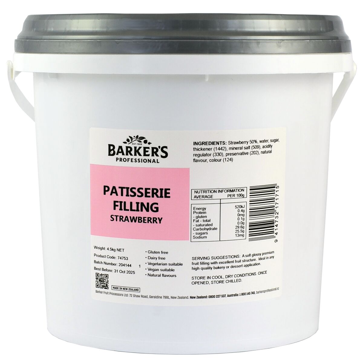 Filling, Strawberry Patisserie 4.5kg Barkers Professional