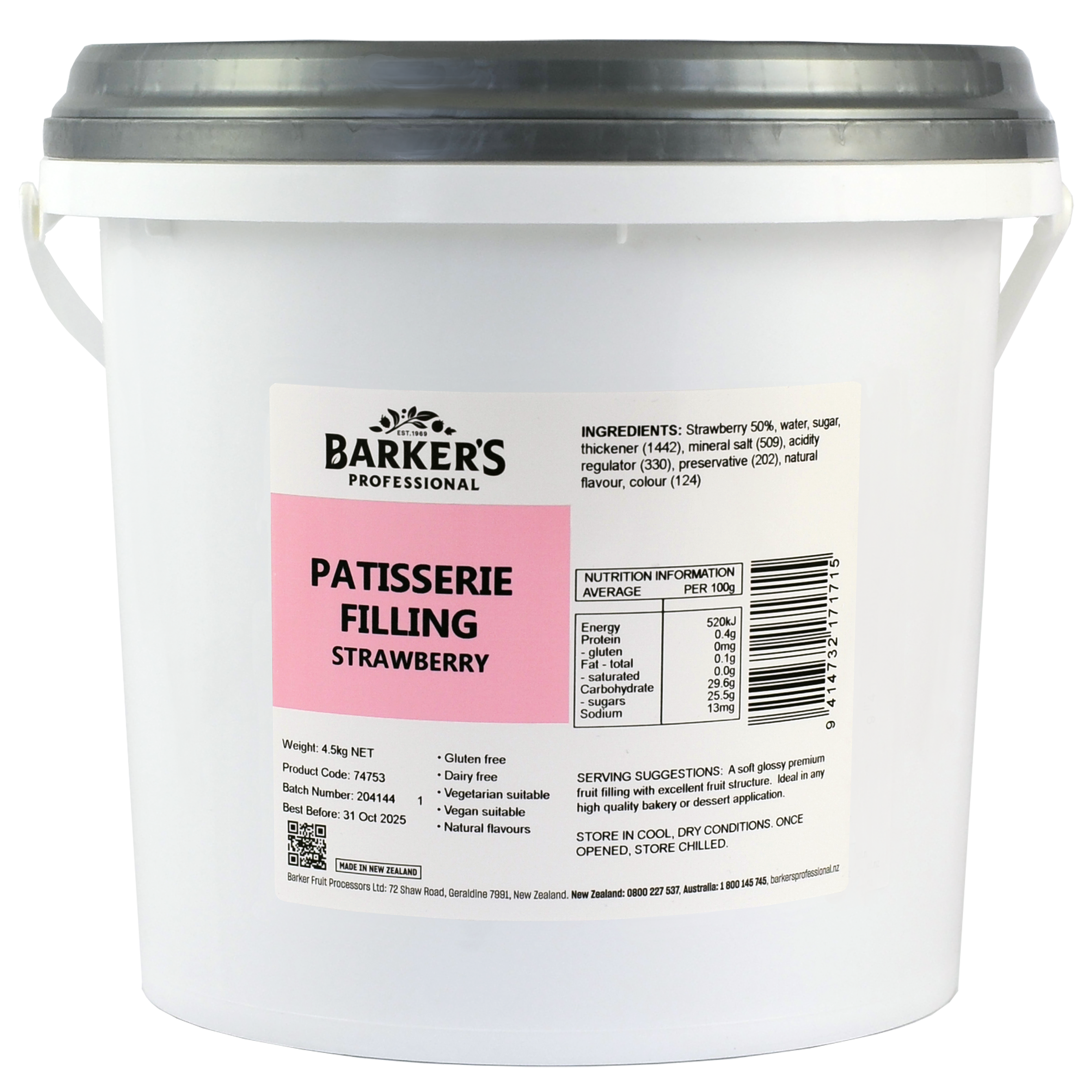 Filling, Strawberry Patisserie 4.5kg Barkers Professional