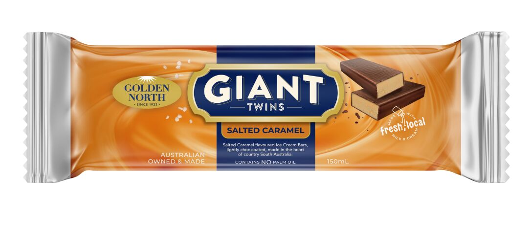 Ice Cream, Giant Twins Sea Salted Caramel 24x150ml Golden North (GF)