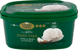 Ice Cream**Simply Better Vanilla Bean & Coconut, Dairy Free 1.2L Tray Golden North (GF)