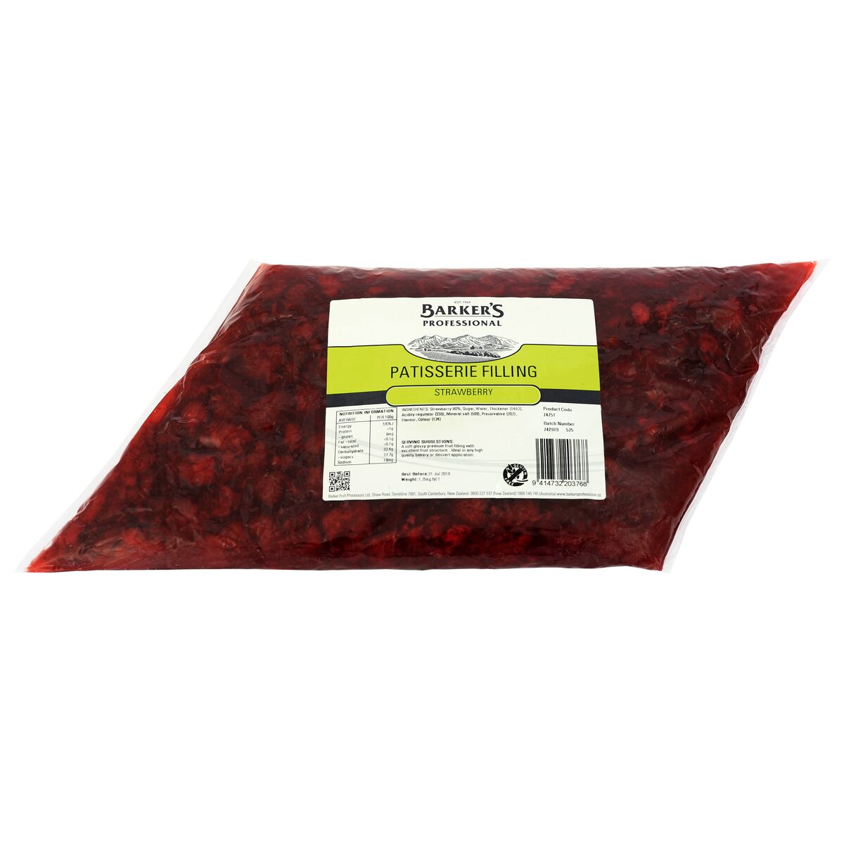 Filling, Strawberry Patisserie 1.25kg Barkers Professional