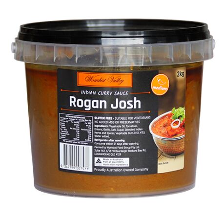 Sauce**Rogan Josh Simmer 2kg Wombat Valley (GF) (H) (V)