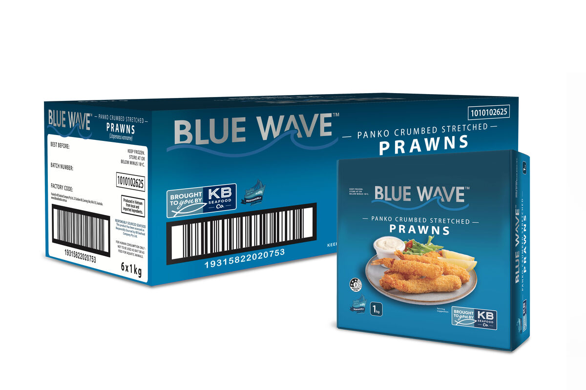 Prawn, Jumbo Panko Crumbed Stretched Tail ON 10/15 1kg Blue Wave (I)