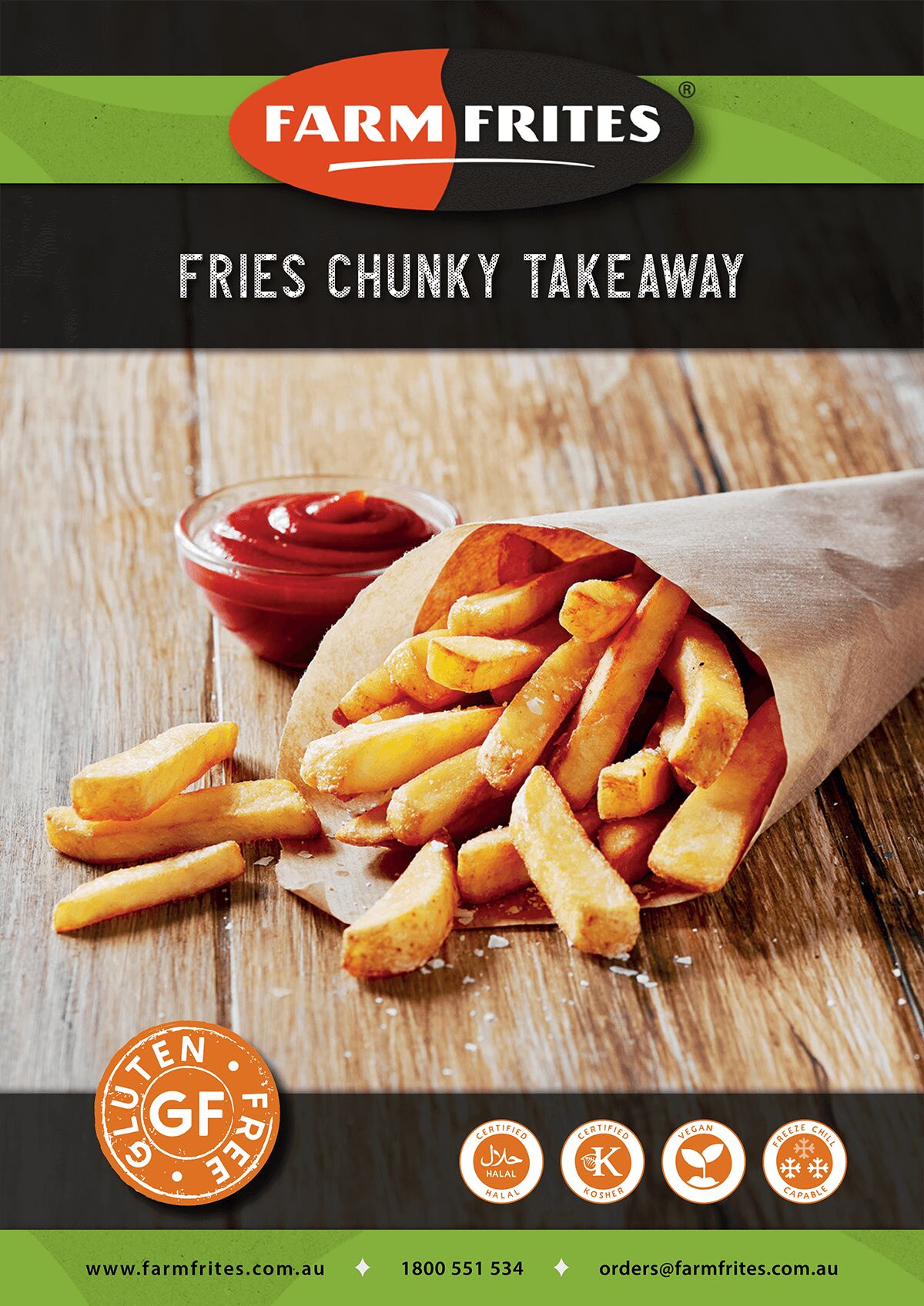 Chips**15mm Chunky Takeaway Farm Frites 4×2.5Kg (H) (VG) (GF)