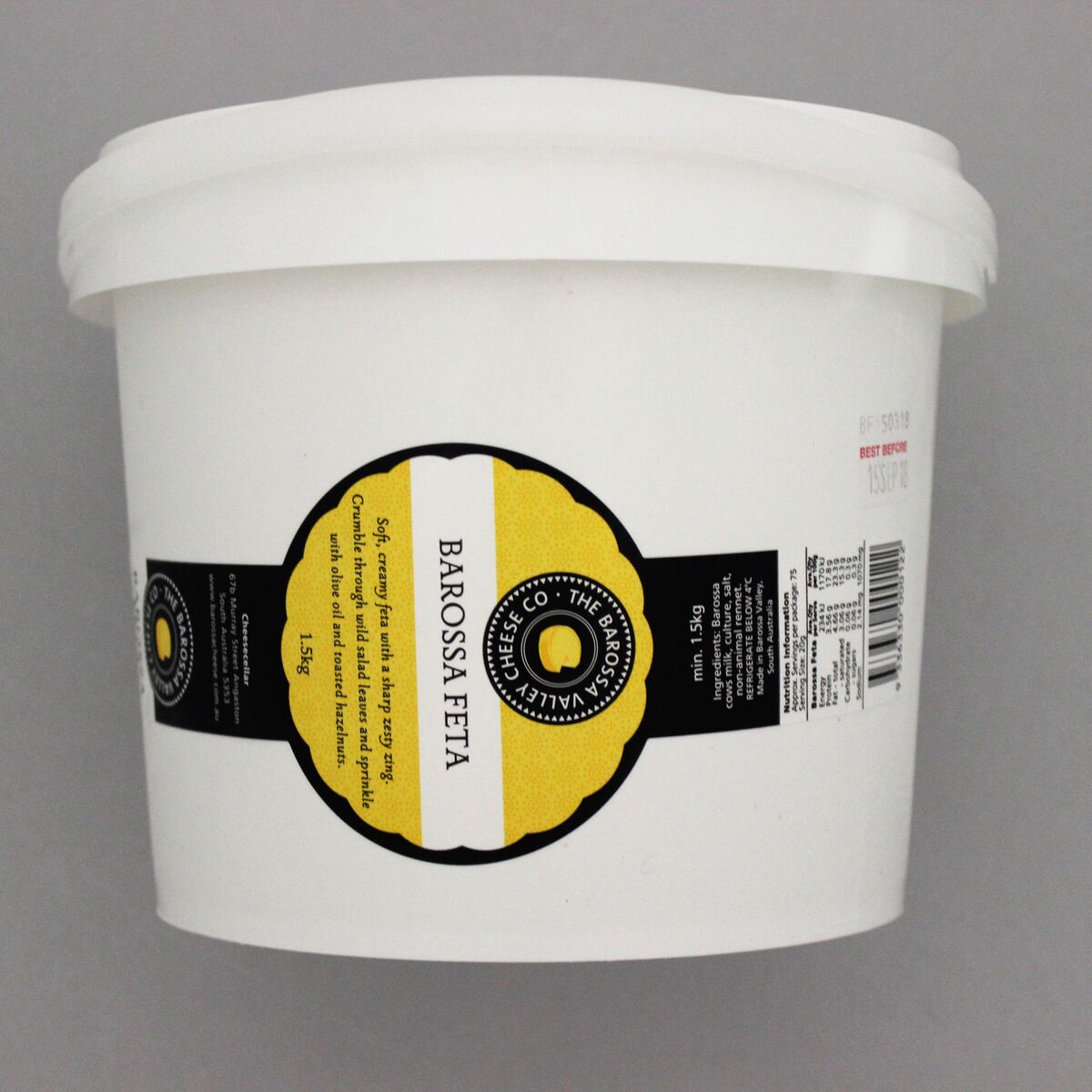 Cheese, Feta 1.5kg Barossa Valley Cheese Co (GF)