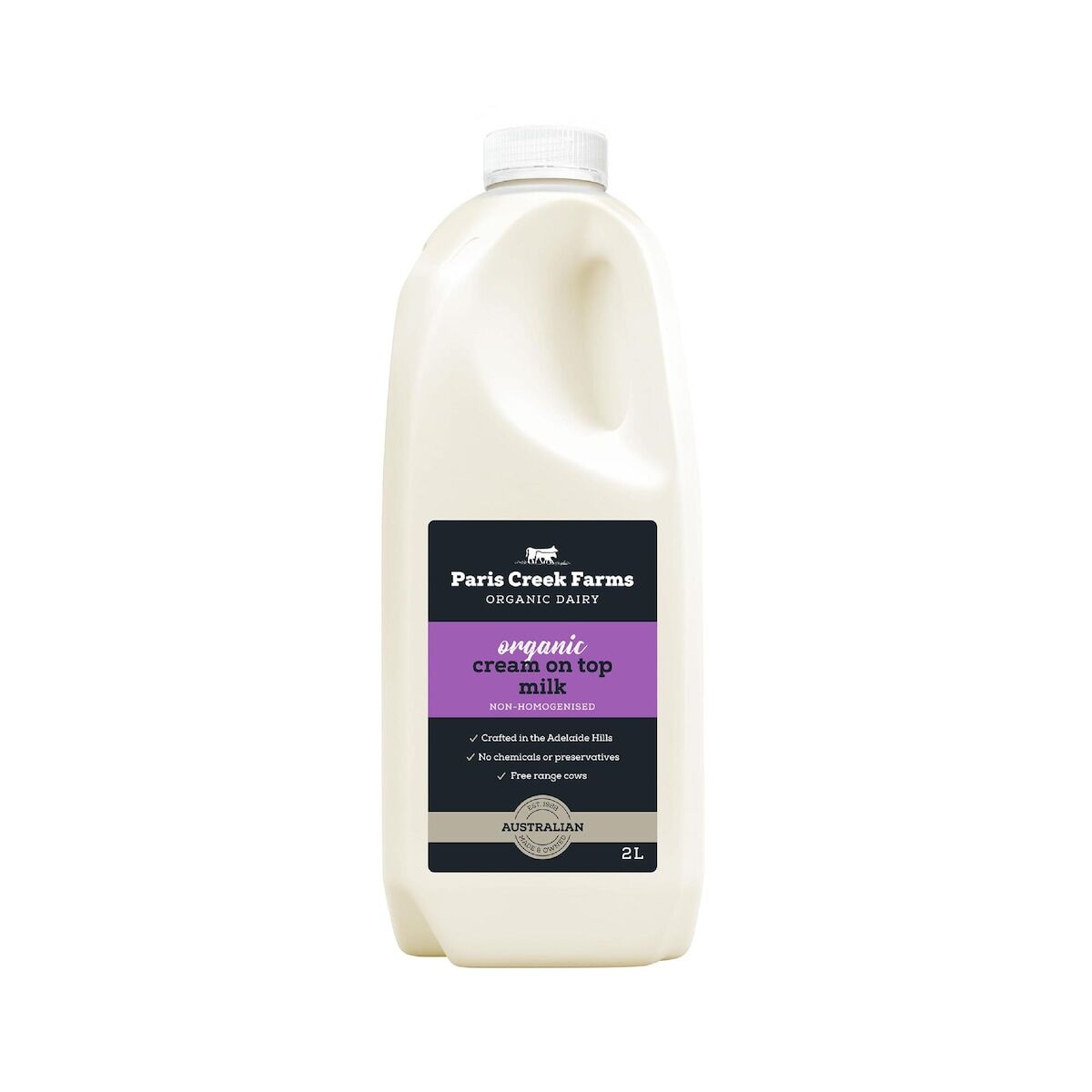 Milk, Organic Cream on Top 2L Paris Creek PURPLE (GF)