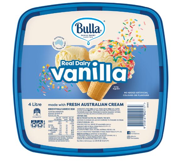 Ice**Cream, Vanilla 4x4Lt Bulla