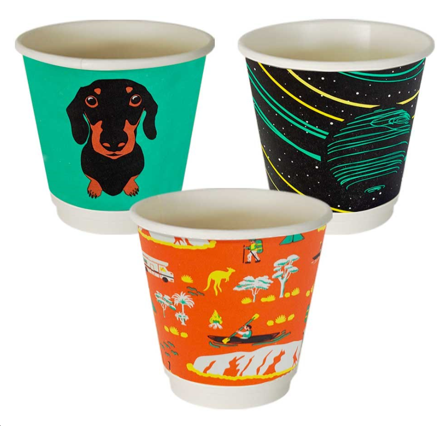 EnviroChoice Double Wall Compostable Cups Gallery Series Multi