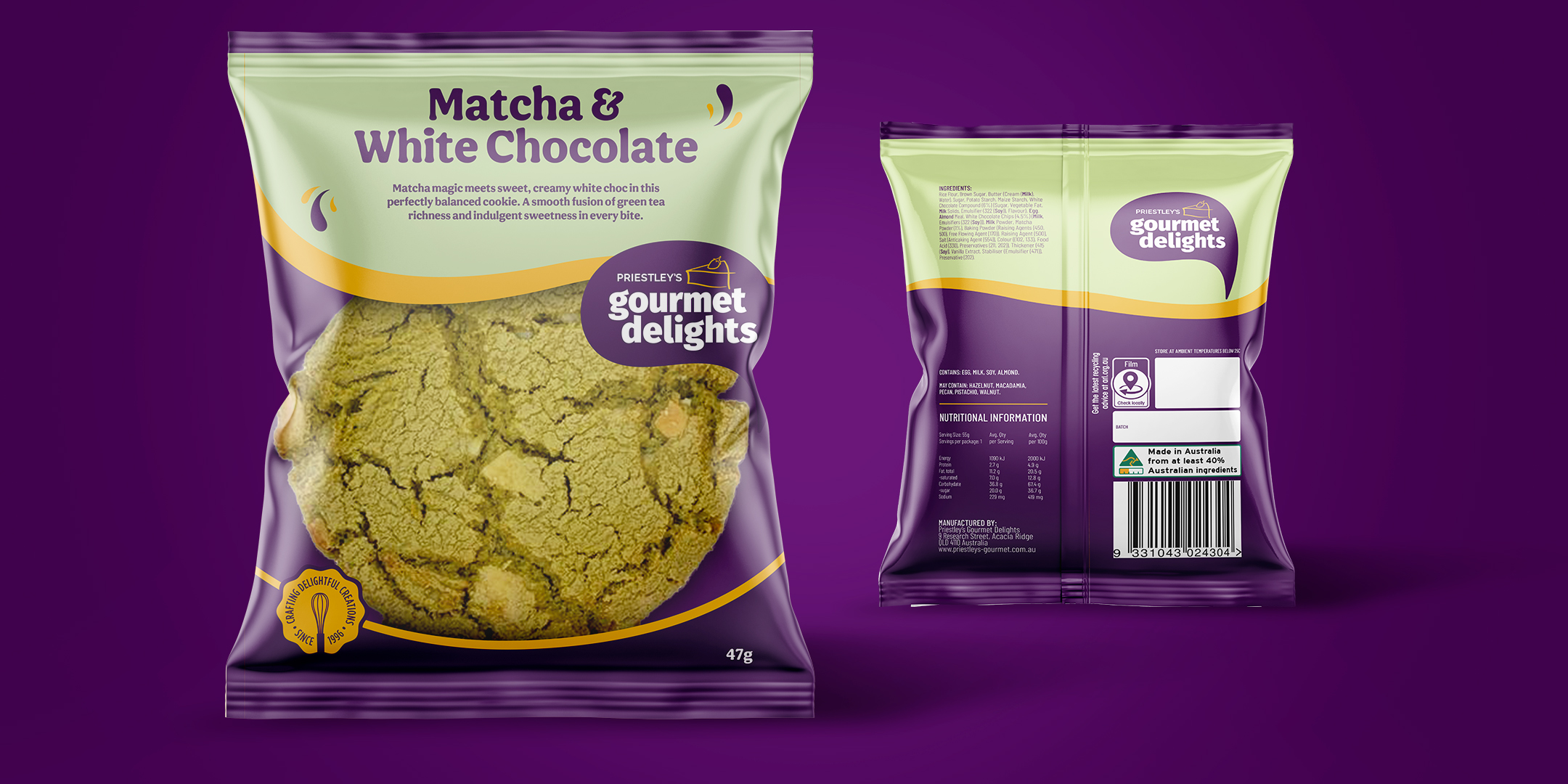 Cookies, 1-881 Matcha & White Chocolate (11) Priestley’s (GF)