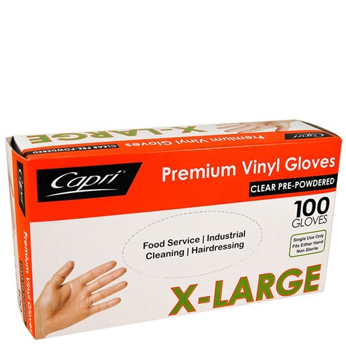 Gloves**Vinyl Extra Large Powdered (100) Capri