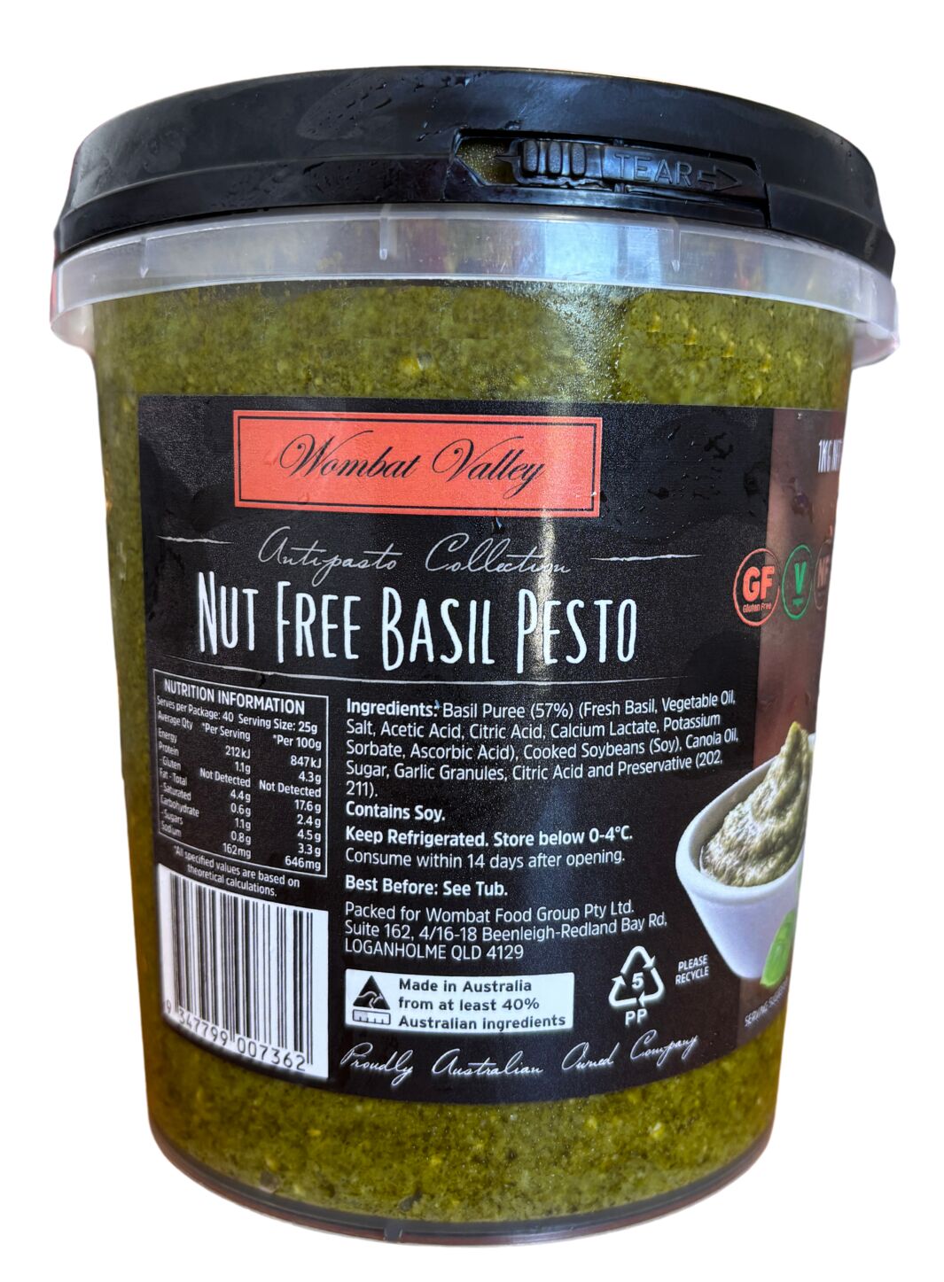 Pesto, Basil Nut Free 1kg, Wombat Valley