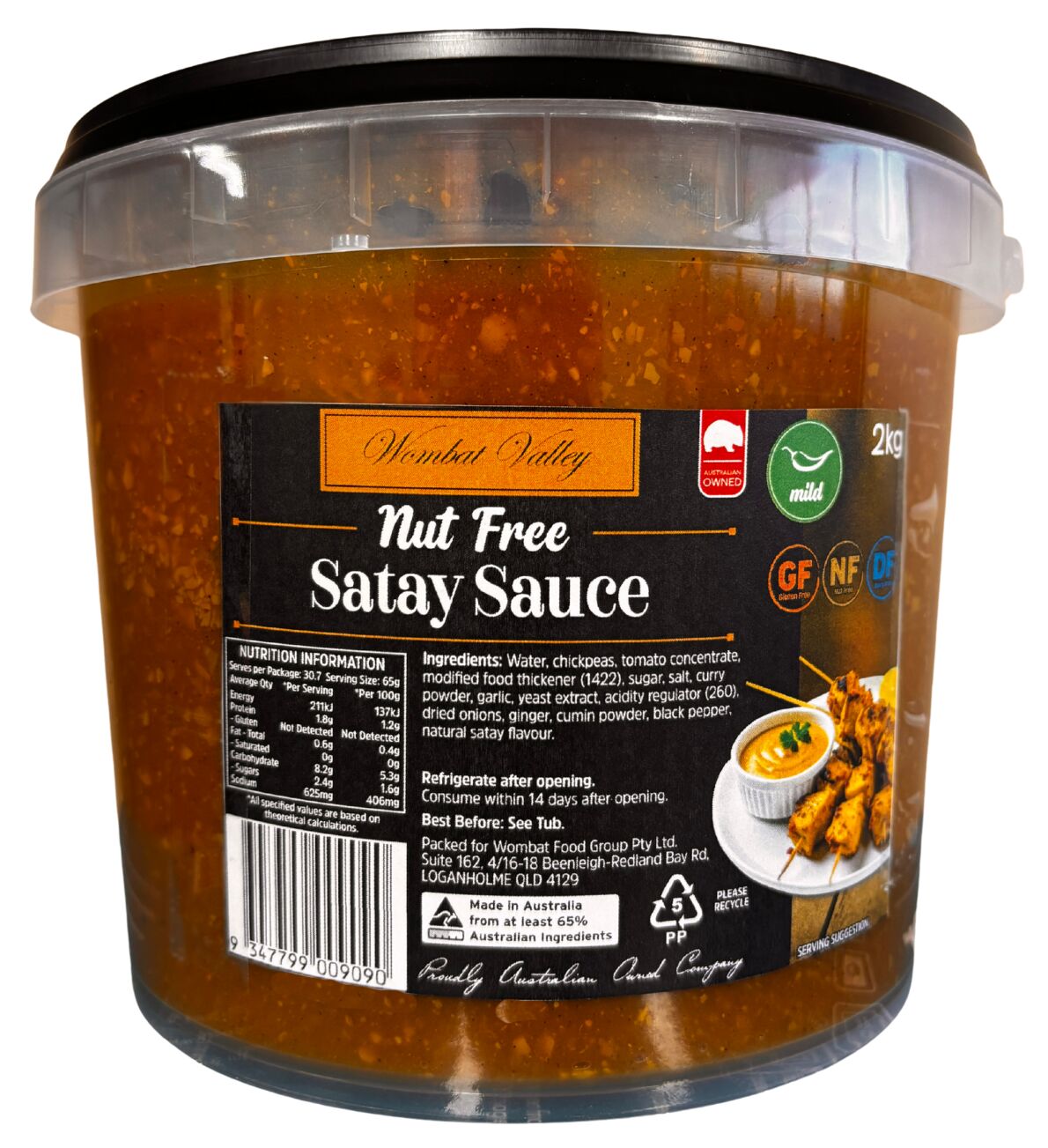 Sauce, Satay Nut Free 2kg, Wombat Valley