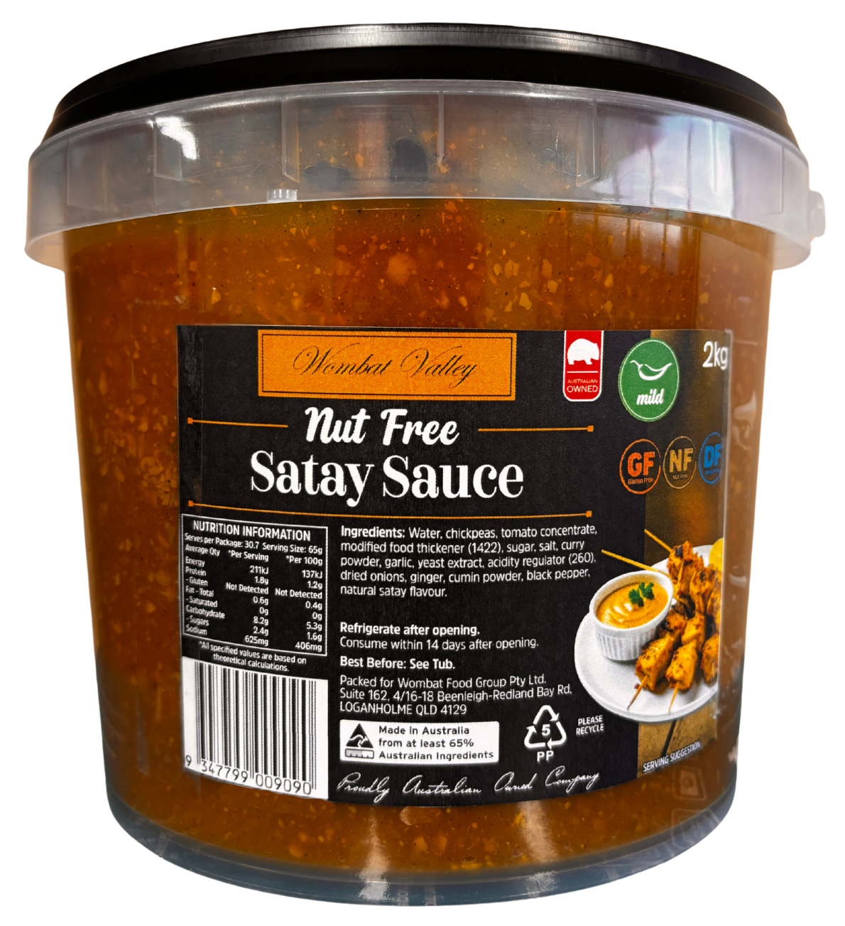 Sauce, Satay Nut Free 2kg, Wombat Valley