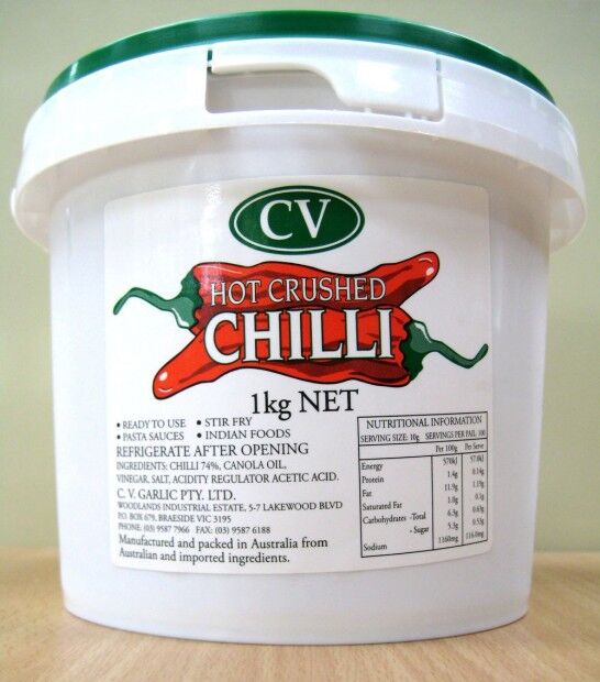 Chilli, Hot Crushed WET 1Kg CV (VG) (GF)