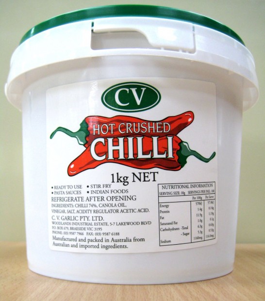 Chilli**Hot Crushed WET 1Kg CV (VG) (GF)