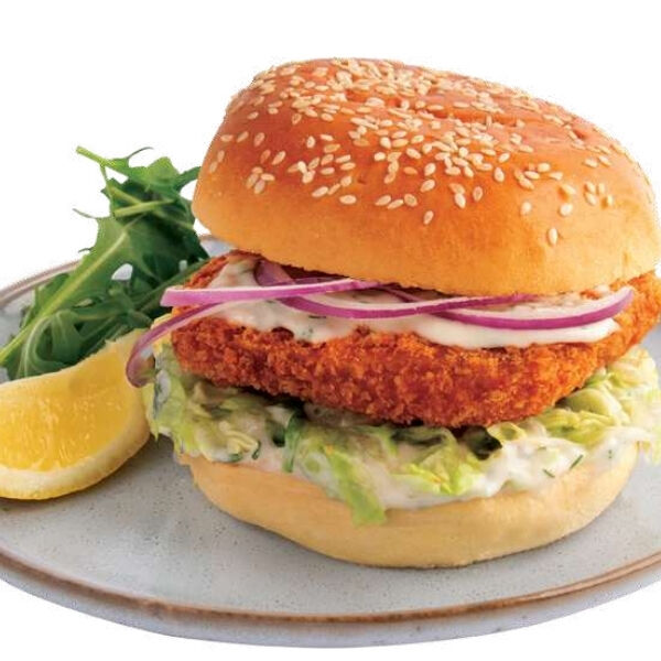 Barramundi Burger Prefried Panko Crumbed 130g, Blue Wave 3x1kg CTN (H) (I)