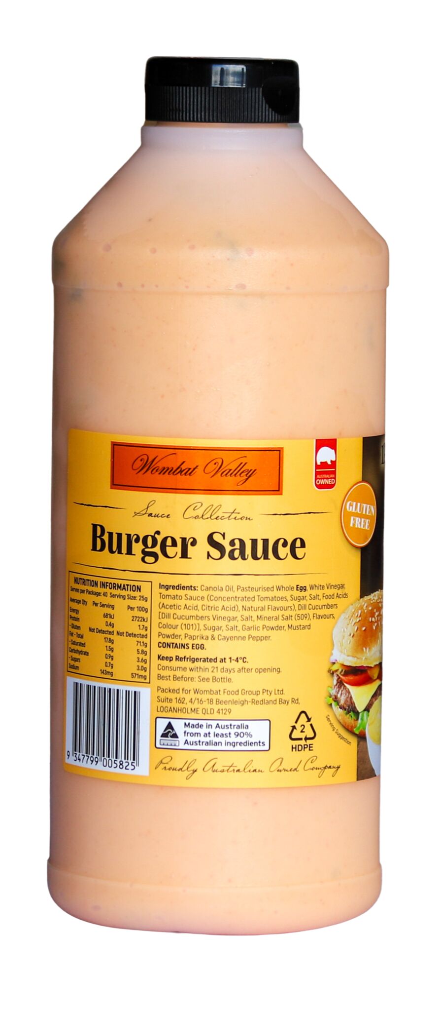 Sauce, Burger 1kg, Wombat Valley