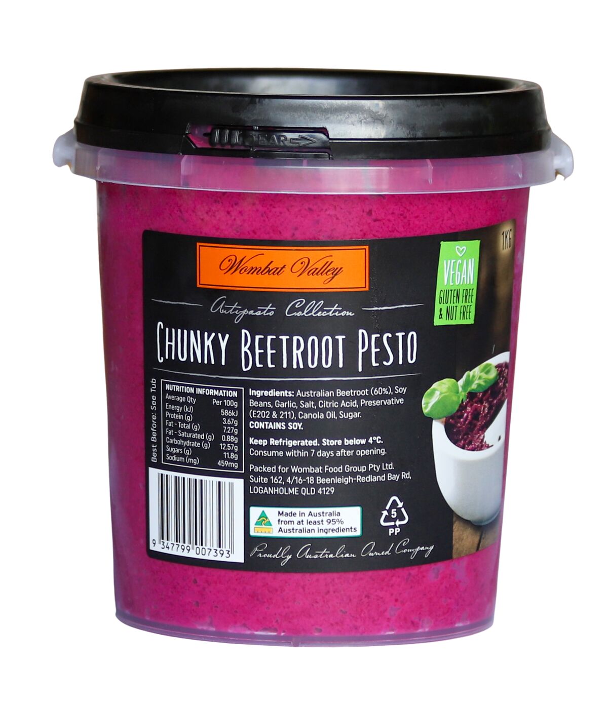 Pesto**Beetroot Nut Free 1kg, Wombat Valley