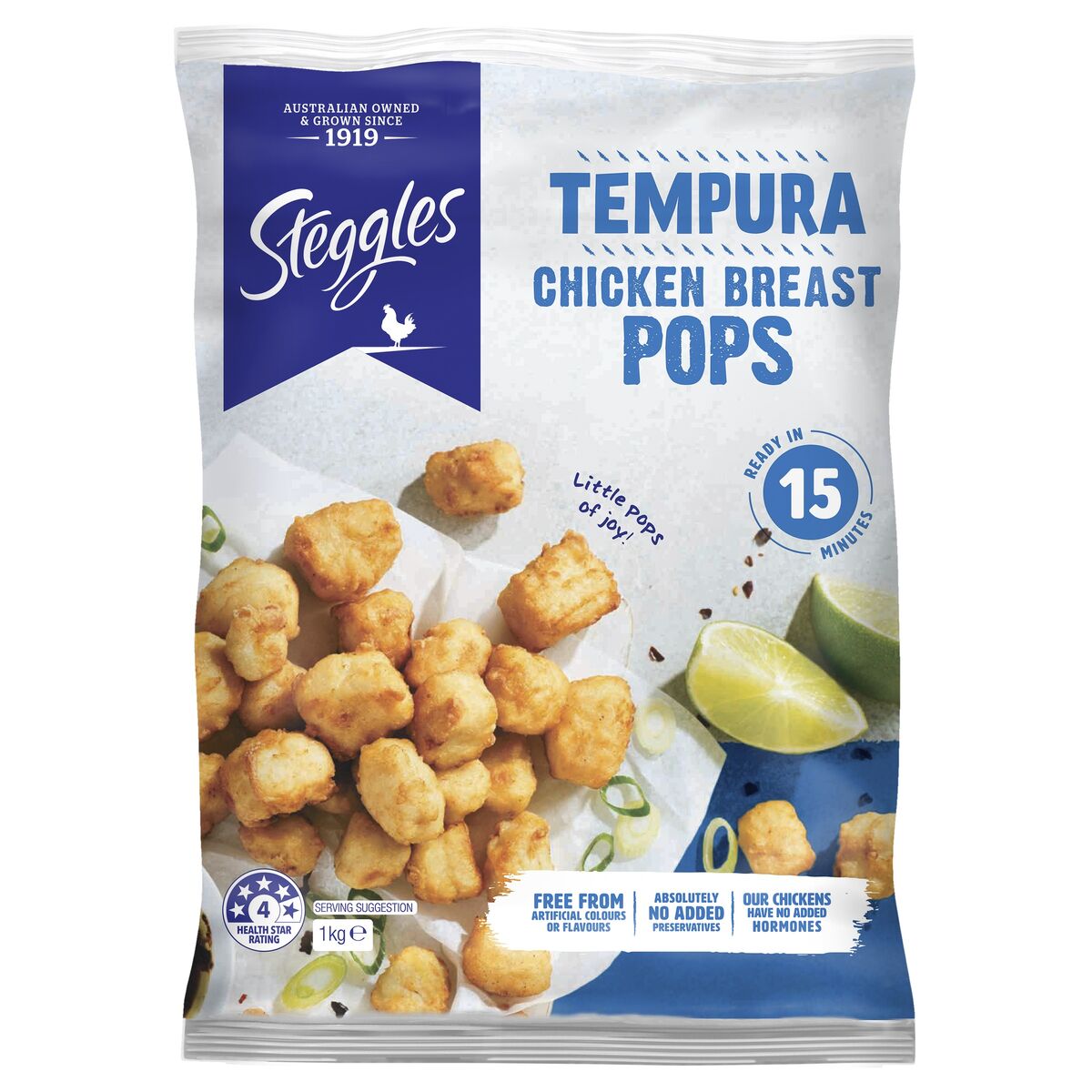 Chicken**Breast Pops Tempura 1kg Steggles (H)