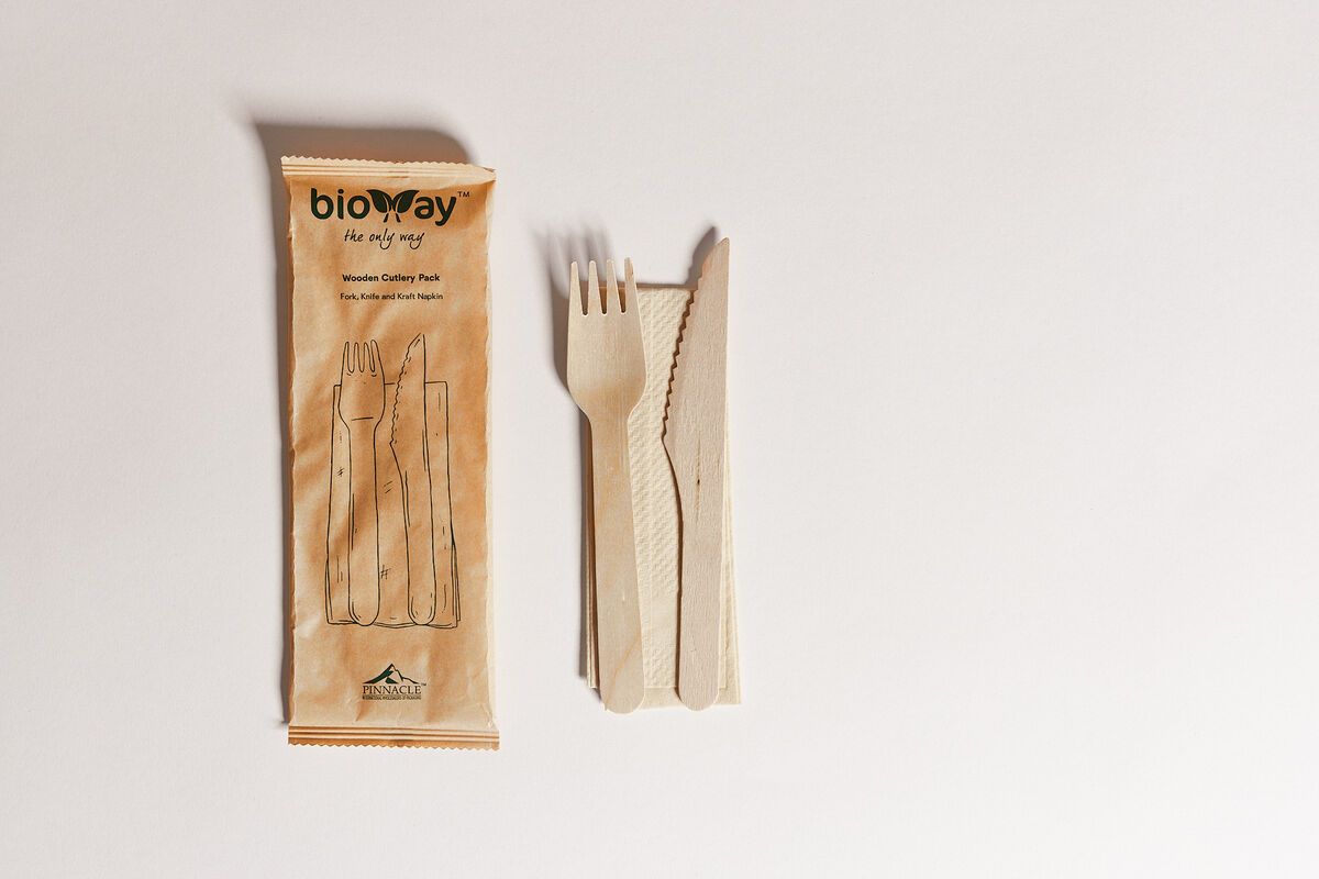 Cutlery Pack**Wooden Knife, fork, Napkin (400) Bioway