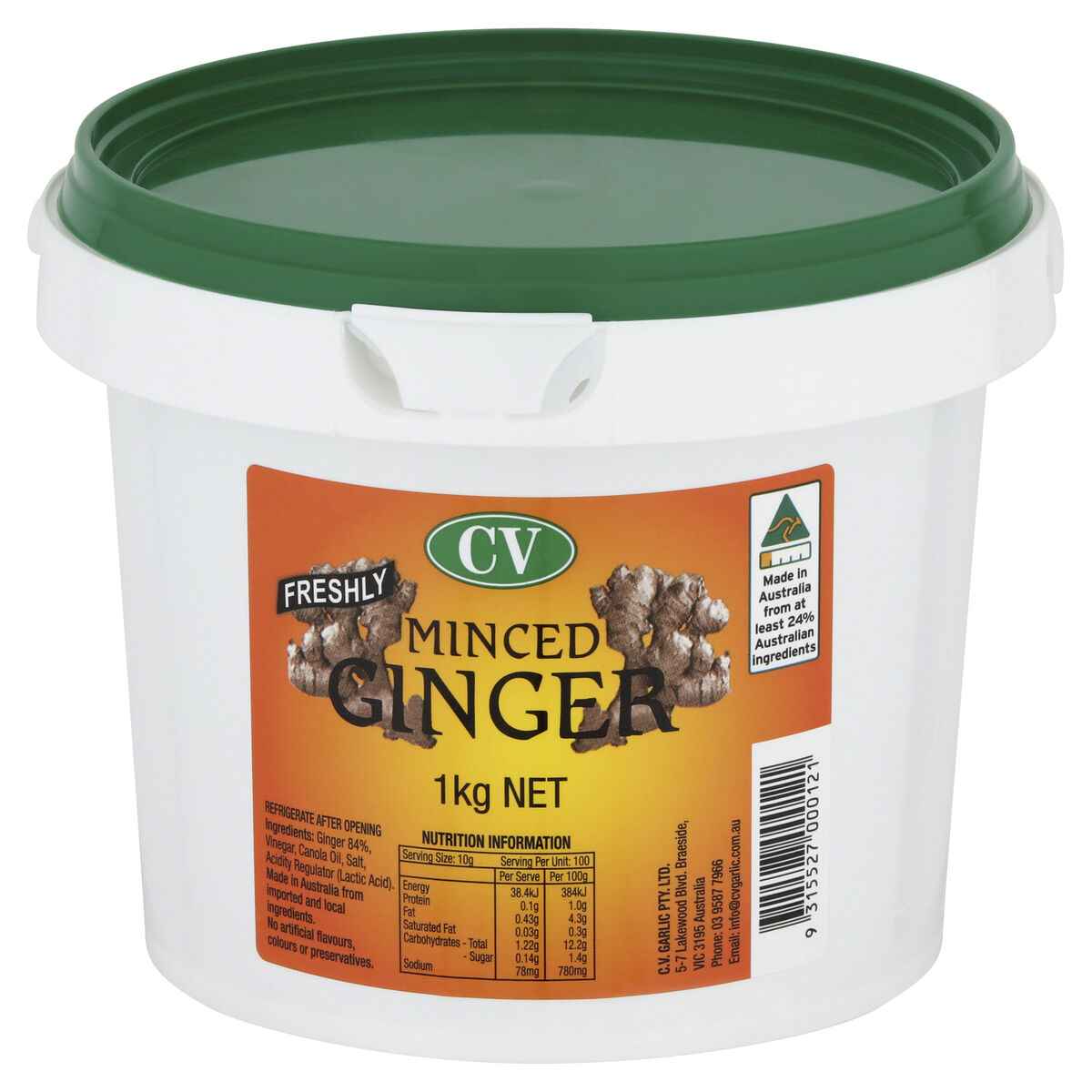Ginger, Minced 1kg CV