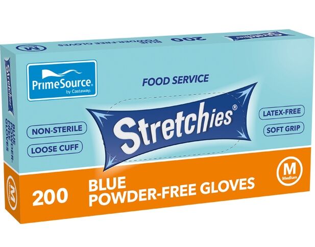 Gloves, BLUE Elastic/Stretchies Medium Powder Free (200) PrimeSource